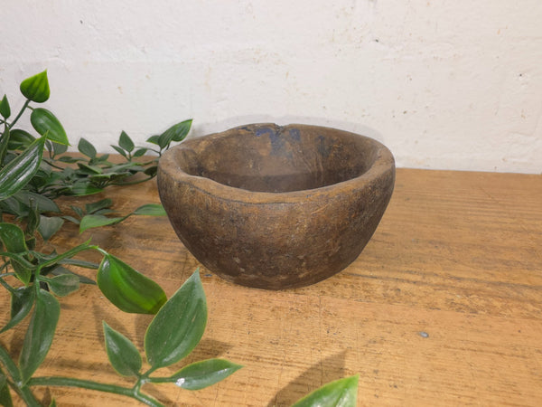 Rustic Wabi Sabi Antique Hand Carved Solid Stone Bowl Dish