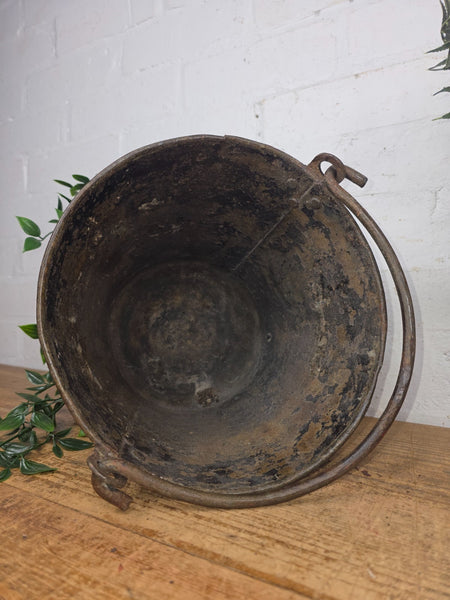 Vintage Rustic industrial Metal Fire Bucket Garden Planter Tub Hanging Basket