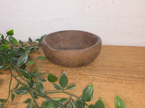 Rustic Wabi Sabi Antique Hand Carved Solid Stone Bowl Dish
