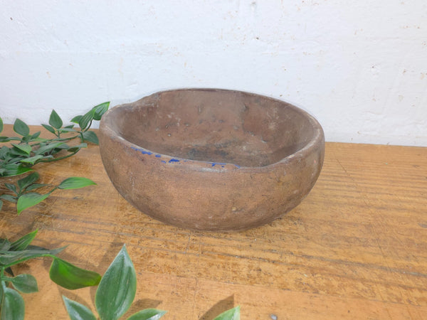 Rustic Wabi Sabi Antique Hand Carved Solid Stone Bowl Dish