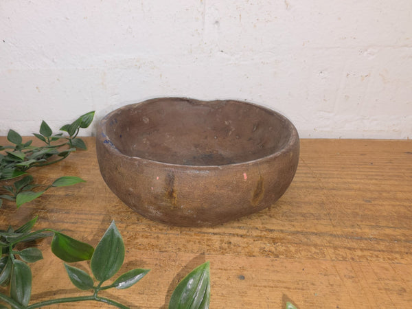 Rustic Wabi Sabi Antique Hand Carved Solid Stone Bowl Dish