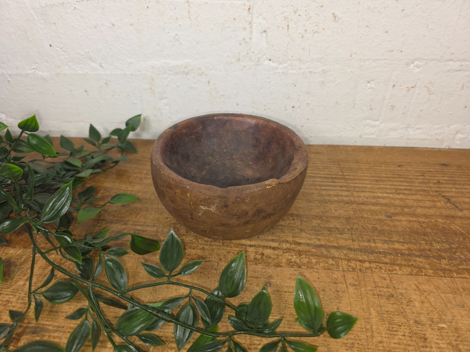 Rustic Wabi Sabi Antique Hand Carved Solid Stone Bowl Dish