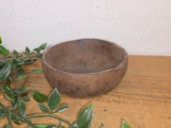Rustic Wabi Sabi Antique Hand Carved Solid Stone Bowl Dish