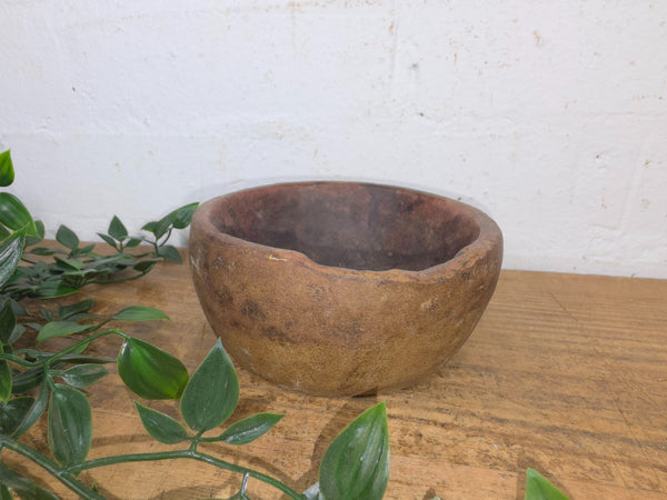 Rustic Wabi Sabi Antique Hand Carved Solid Stone Bowl Dish