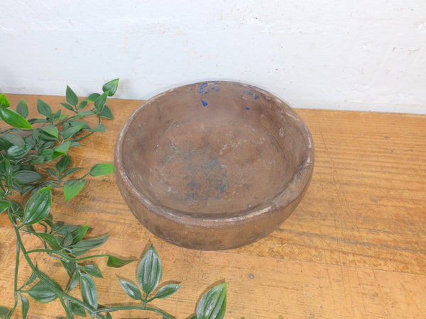 Rustic Wabi Sabi Antique Hand Carved Solid Stone Bowl Dish