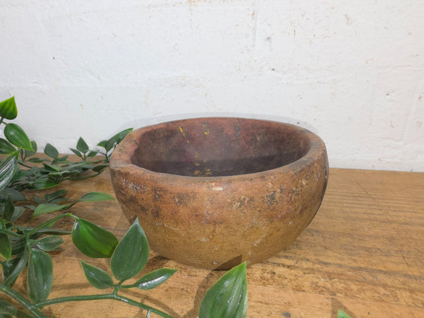 Rustic Wabi Sabi Antique Hand Carved Solid Stone Bowl Dish