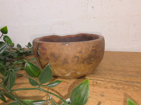 Rustic Wabi Sabi Antique Hand Carved Solid Stone Bowl Dish