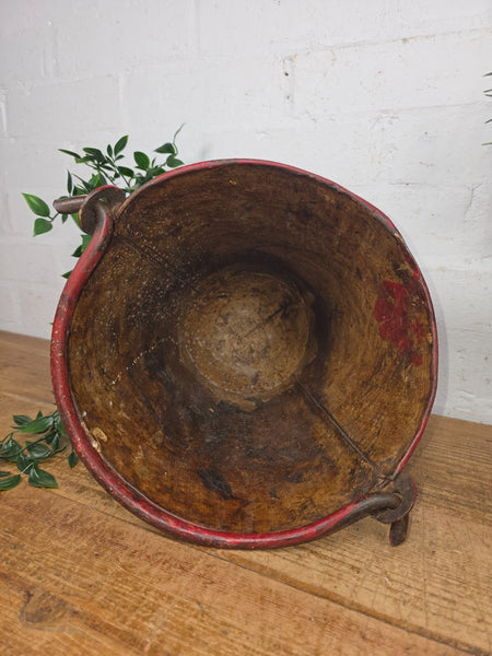 Vintage Rustic industrial Metal Fire Bucket Garden Planter Tub Hanging Basket
