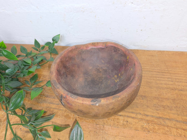 Rustic Wabi Sabi Antique Hand Carved Solid Stone Bowl Dish