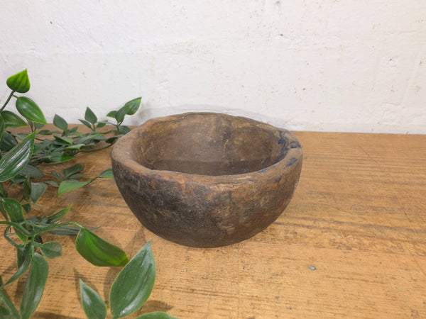 Rustic Wabi Sabi Antique Hand Carved Solid Stone Bowl Dish