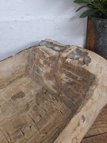 Vintage Rustic Wabi Sabi Carved Dugout Solid Wooden Trough Table Centrepiece