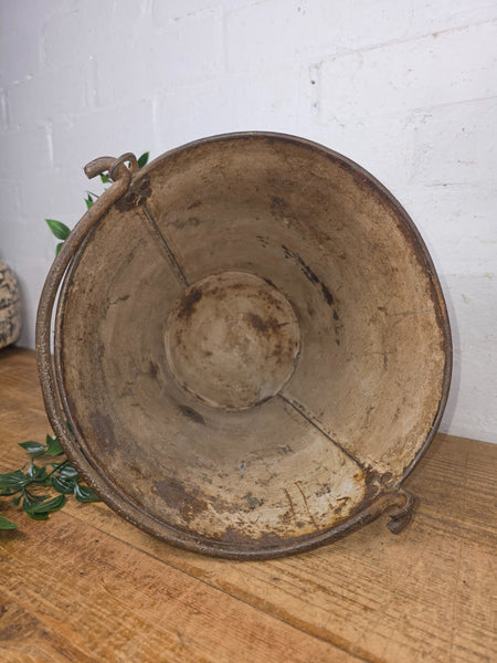 Vintage Rustic industrial Metal Fire Bucket Garden Planter Tub Hanging Basket