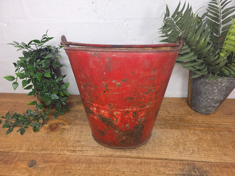 Vintage Rustic industrial Metal Fire Bucket Garden Planter Tub Hanging Basket