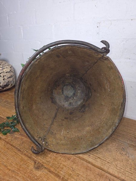 Vintage Rustic industrial Metal Fire Bucket Garden Planter Tub Hanging Basket
