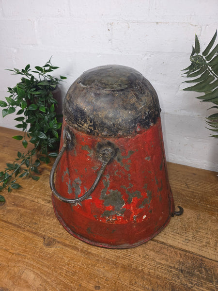 Vintage Rustic industrial Metal Fire Bucket Garden Planter Tub Hanging Basket