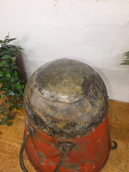 Vintage Rustic industrial Metal Fire Bucket Garden Planter Tub Hanging Basket
