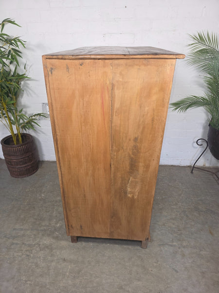 Vintage Indian Hardwood Glazed Colonial Wooden Kitchen Drinks Display Cabinet