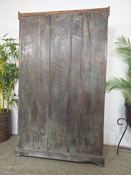 Vintage Indian Hardwood Glazed Colonial Wooden Kitchen Drinks Display Cabinet