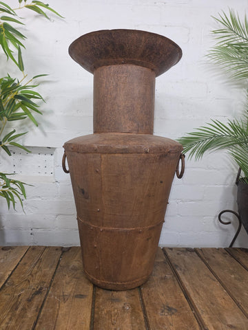Large Rustic Reclaimed Riveted Rusty Steel Garden Planter Urn Water Feature