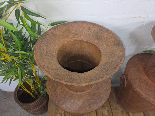 Large Rustic Reclaimed Riveted Rusty Steel Garden Planter Urn Water Feature