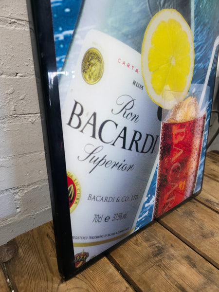 Vintage Barcadi Light Up Advertising Sign Box Bar Man Cave