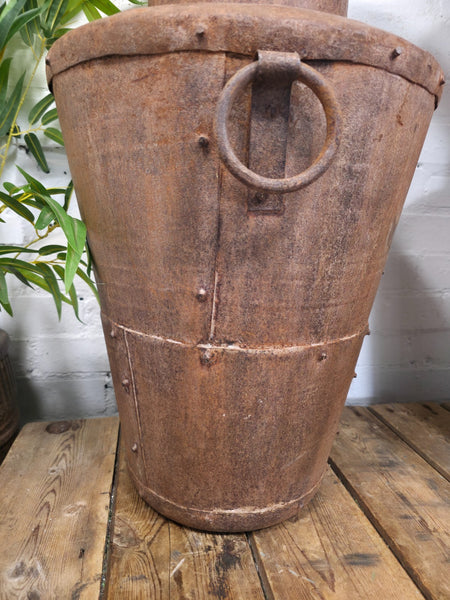 Large Rustic Reclaimed Riveted Rusty Steel Garden Planter Urn Water Feature