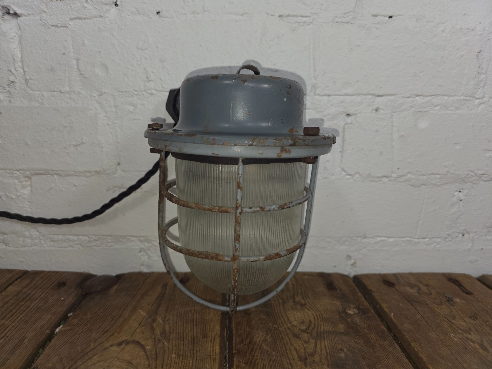 Vintage Industrial Caged Ceiling Bulkhead Pendant Light