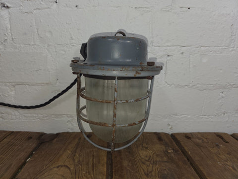 Vintage Industrial Caged Ceiling Bulkhead Pendant Light