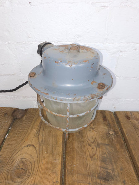 Vintage Industrial Caged Ceiling Bulkhead Pendant Light