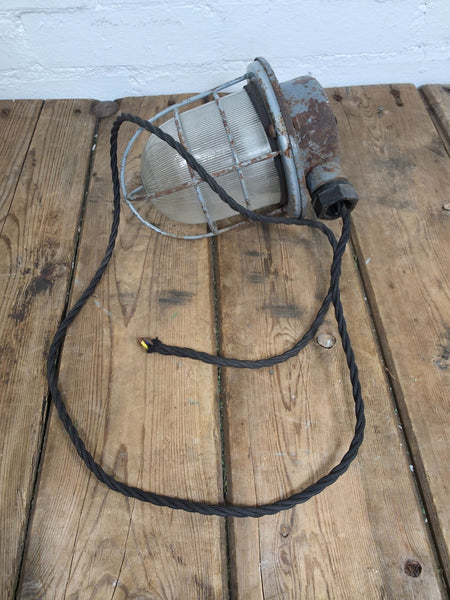 Vintage Industrial Caged Ceiling Bulkhead Pendant Light
