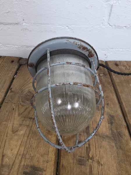 Vintage Industrial Caged Ceiling Bulkhead Pendant Light