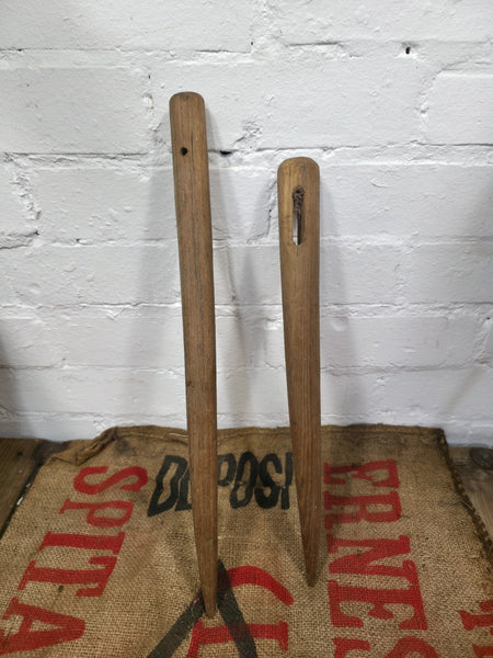 Antique Primitive Pair Rustic Wooden Farming Hay Spikes Sticks