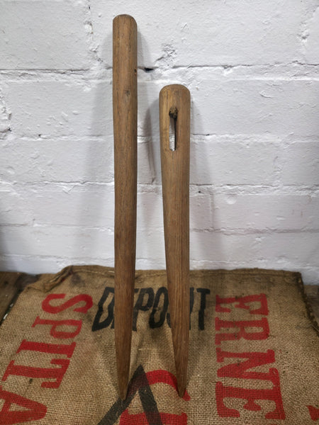 Antique Primitive Pair Rustic Wooden Farming Hay Spikes Sticks