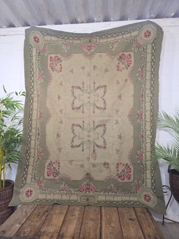 Vintage Hungarian Folk Art Tapestry Rug Throw Wall Hanging
