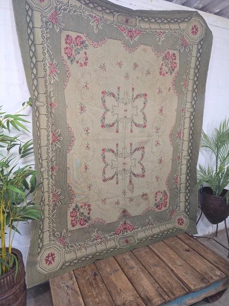 Vintage Hungarian Folk Art Tapestry Rug Throw Wall Hanging
