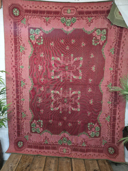 Vintage Hungarian Folk Art Tapestry Rug Throw Wall Hanging