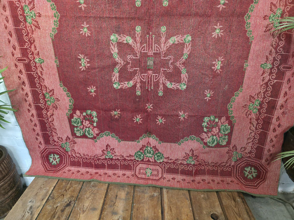 Vintage Hungarian Folk Art Tapestry Rug Throw Wall Hanging