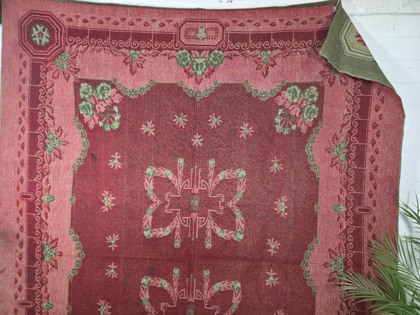 Vintage Hungarian Folk Art Tapestry Rug Throw Wall Hanging