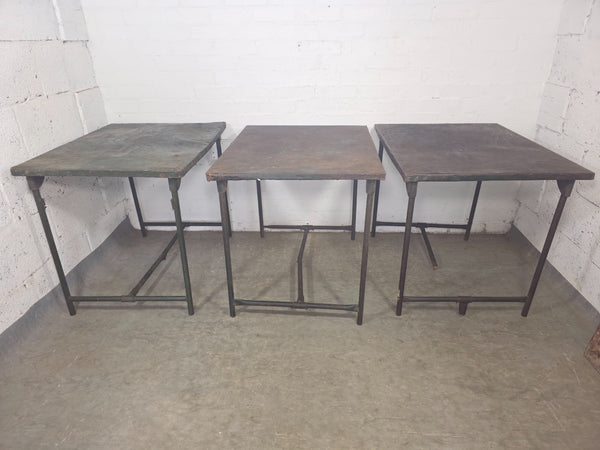 Job Lot 3x Vintage Industrial Folding Army Military Metal Tables
