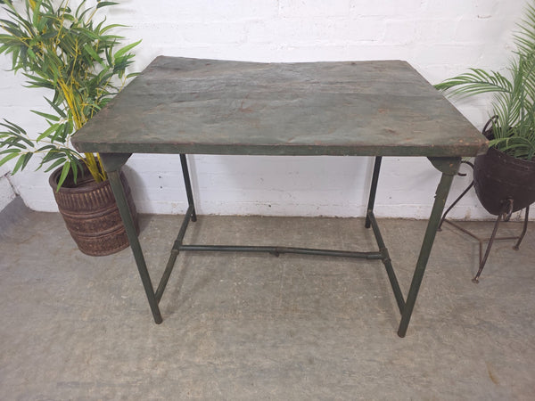 Job Lot 3x Vintage Industrial Folding Army Military Metal Tables