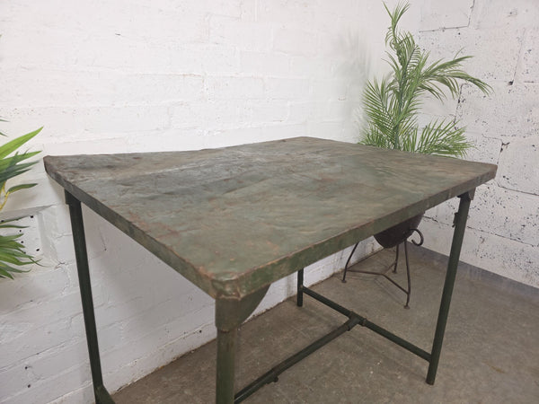 Job Lot 3x Vintage Industrial Folding Army Military Metal Tables