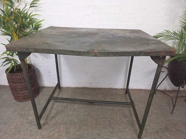 Job Lot 3x Vintage Industrial Folding Army Military Metal Tables