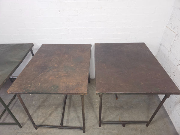 Job Lot 3x Vintage Industrial Folding Army Military Metal Tables