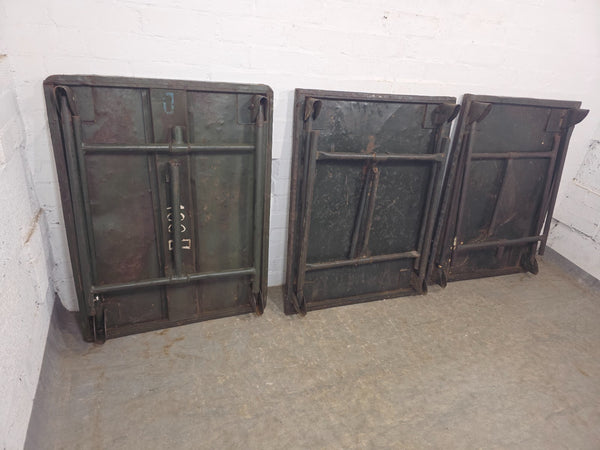 Job Lot 3x Vintage Industrial Folding Army Military Metal Tables
