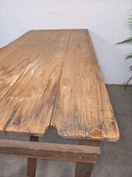 Vintage Rustic 1940's Military Pine Wooden Folding Trestle Dining Table Desk