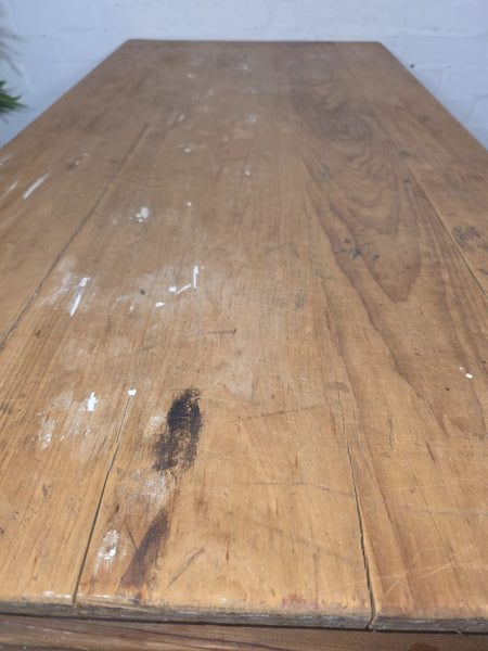 Vintage Rustic 1940's Military Pine Wooden Folding Trestle Dining Table Desk