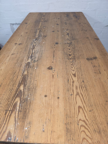 Vintage Rustic 1940's Military Pine Wooden Folding Trestle Dining Table Desk