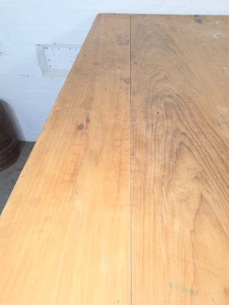 Vintage Rustic 1940's Military Pine Wooden Folding Trestle Dining Table Desk