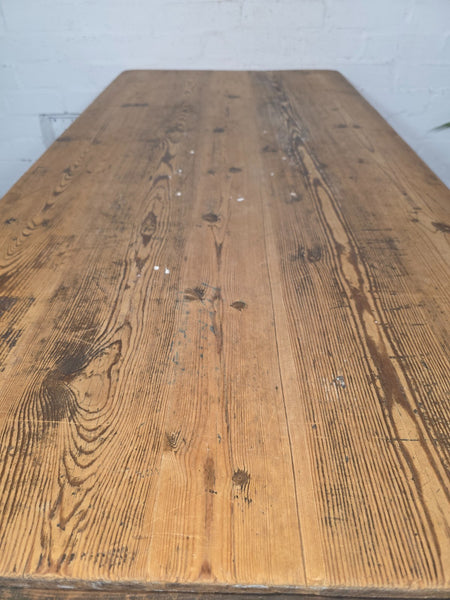 Vintage Rustic 1940's Military Pine Wooden Folding Trestle Dining Table Desk