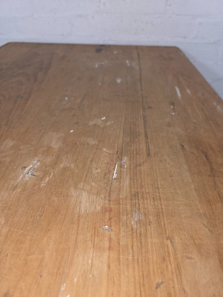 Vintage Rustic 1940's Military Pine Wooden Folding Trestle Dining Table Desk